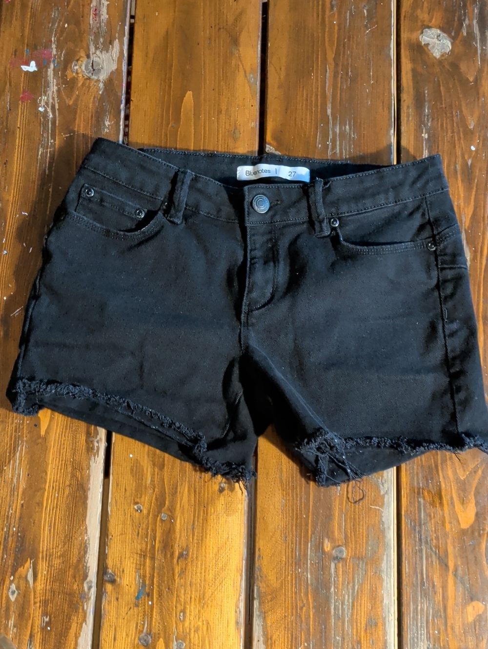 Bluenotes Black Denim Low Rise Curvy Bermuda Cutoff Shorts